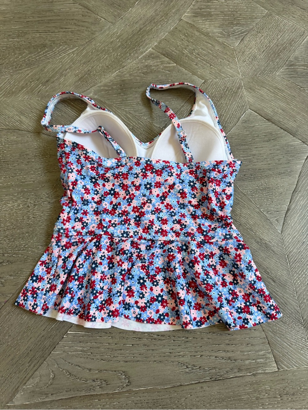 Ruffle Butts Women’s Floral Peplum Swimsuit with Navy Bottoms - Picture 6 of 10